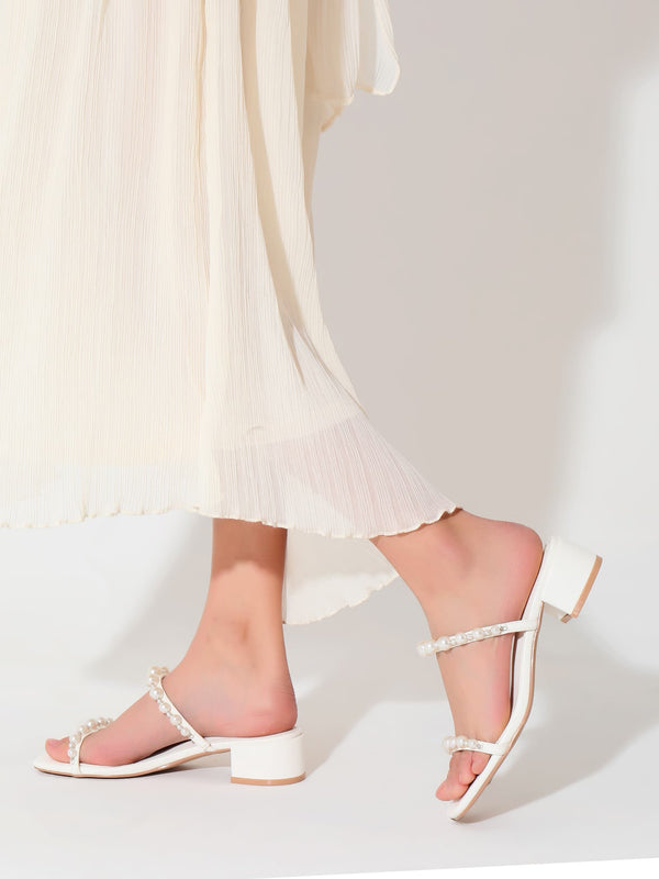 Pearl Low Square Toe Sandals