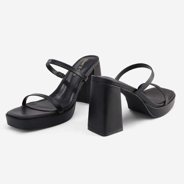 Strappy Pearl Heels Chunky Heels