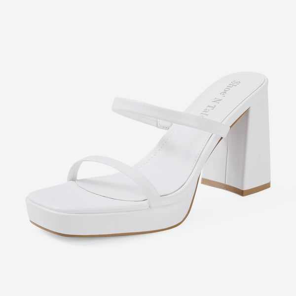 Strappy Pearl Heels Chunky Heels