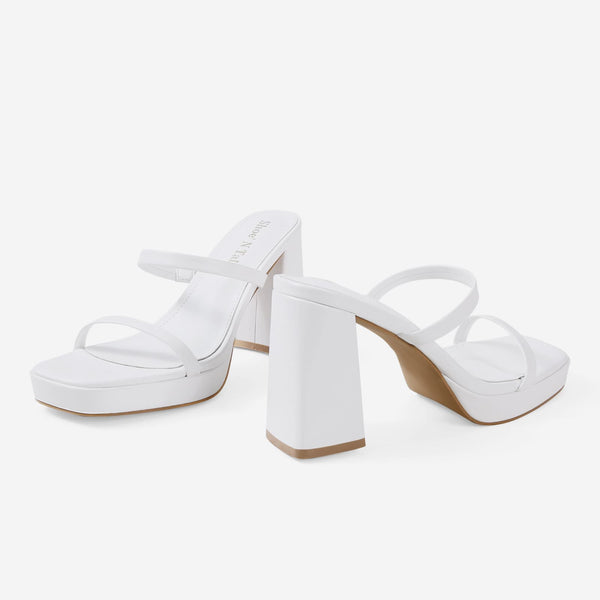Strappy Pearl Heels Chunky Heels