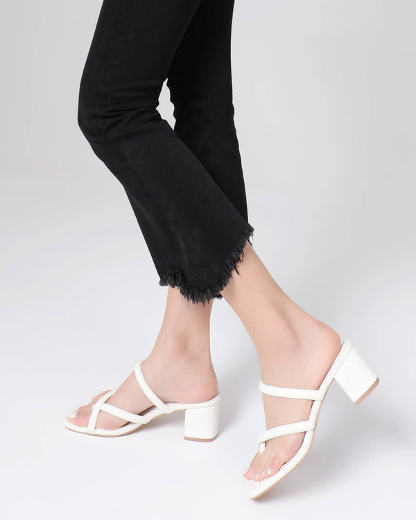 Women Low Block Slides Mules