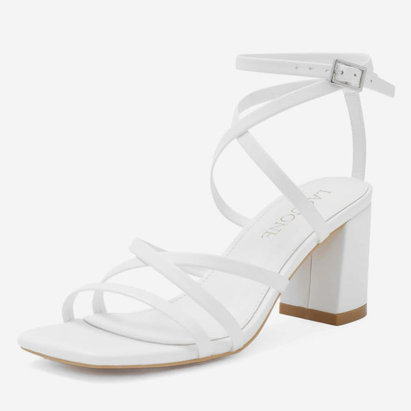 Women Square Toe Heeled Sandals