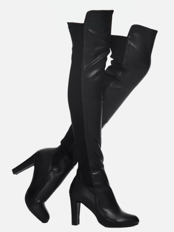 Faux Suede Chunky Heel Boots