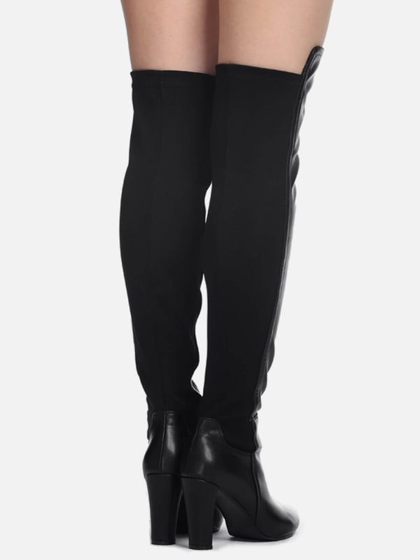 Faux Suede Chunky Heel Boots