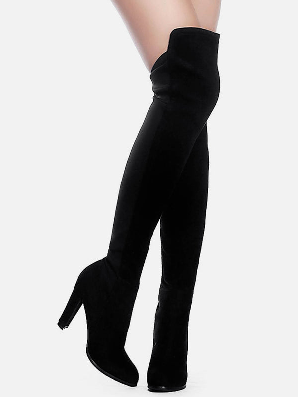 Faux Suede Chunky Heel Boots