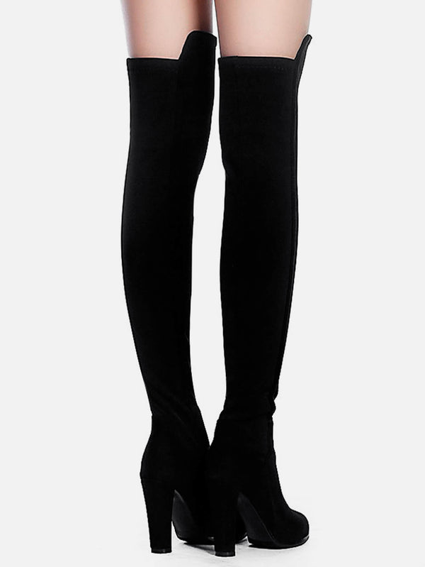 Faux Suede Chunky Heel Boots