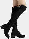 Faux Suede Chunky Mid Heel Boot