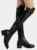 Faux Suede Chunky Mid Heel Boot