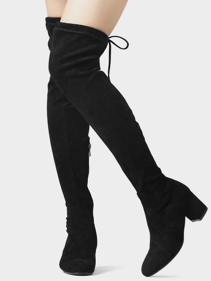 Origineel Kreunt dodelijk Shoe'N Tale Women's Chunky Mid Heel Back Zipper Sexy Pointed Toe Over The  Knee Thigh High Boots – shoentale